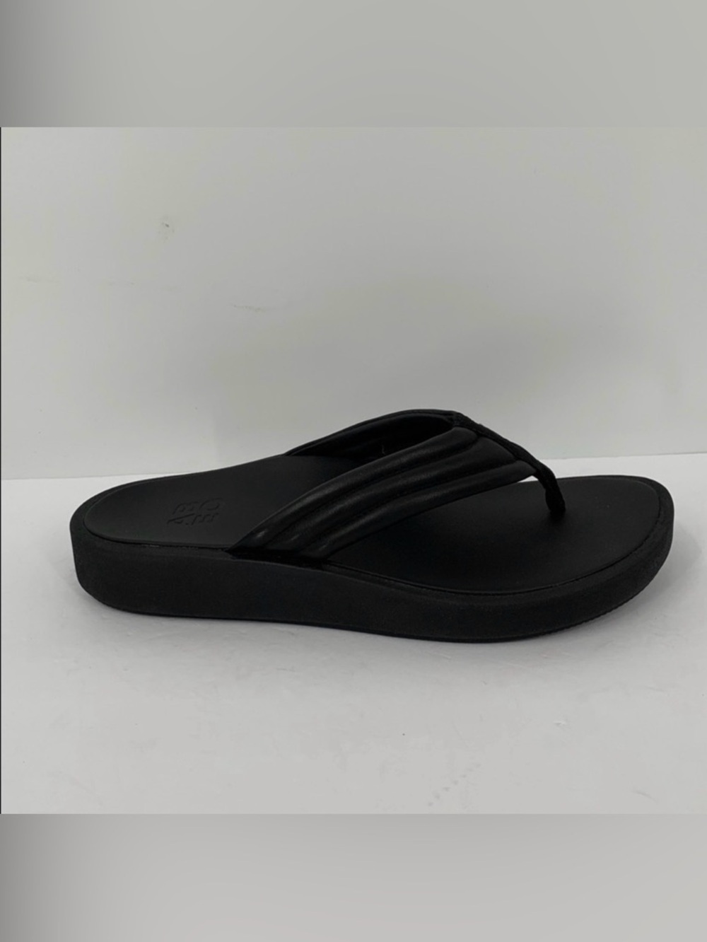 ABEO Piper flip flop sandal thong shoe comfort black leather wedge platform 10